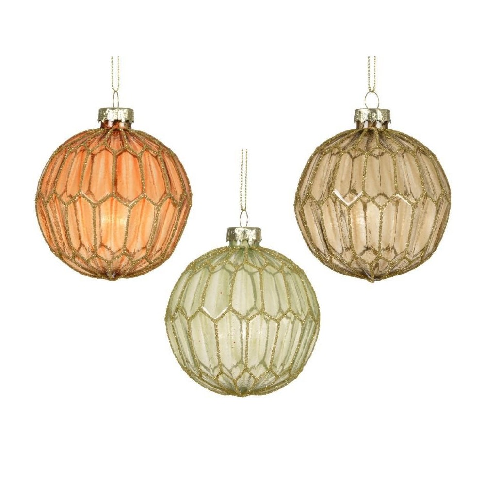 SFERE VETRO GLITTER D.8CM. 3 ASSORTITE